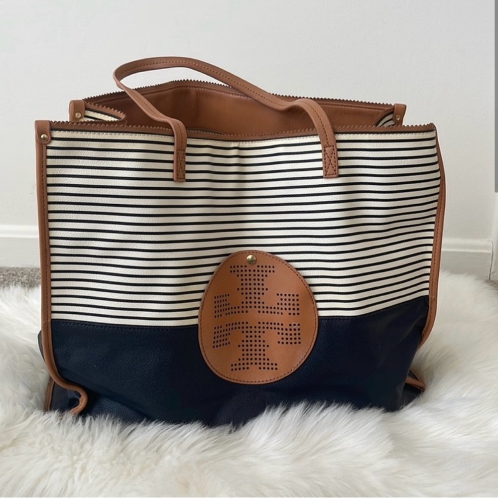 Tory Burch Black and Tan Striped Women's Bag
